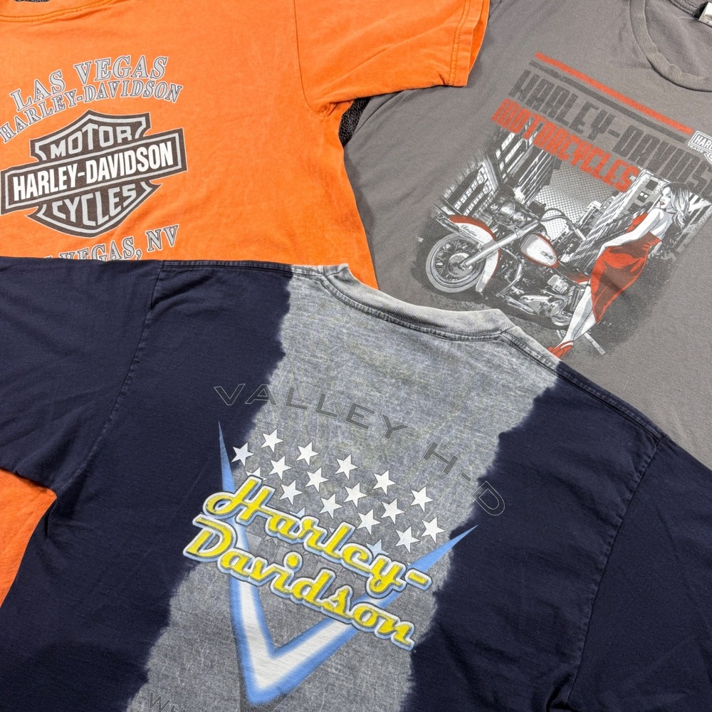 Vintage Harley Davidson Bundle of 3 Men's L T-Shirts Colorblock Y2K Moto Pinup